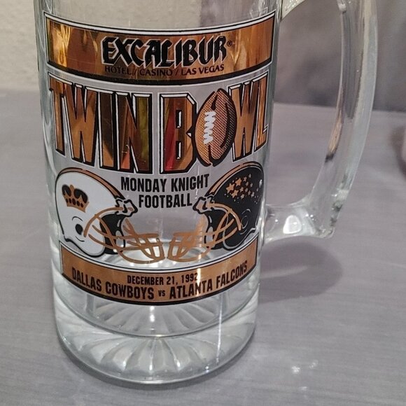𝅺1992 Monday Knight Football Dallas Cowboys vs Atlanta Falcons Beer Mug - Picture 4 of 5